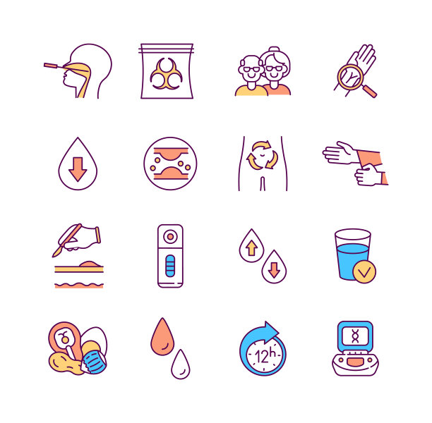 实验室研究和诊断RGB颜色图标设置图片下载