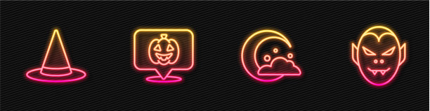 设置线月亮和星星女巫帽子南瓜和图片下载