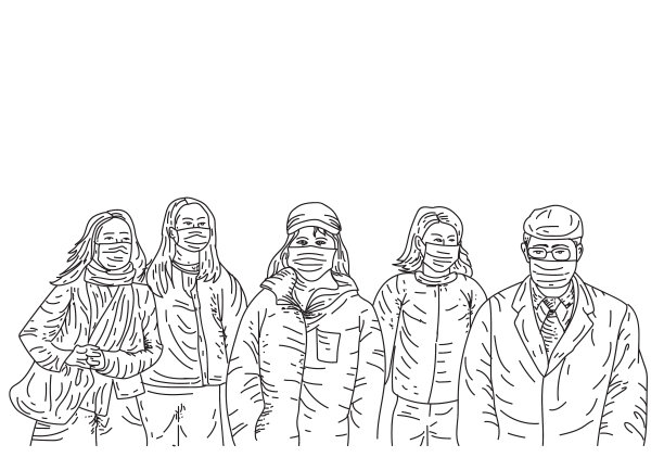 人群戴着口罩行走v图片下载