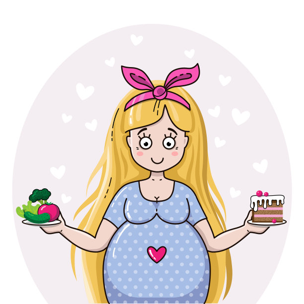 可爱的孕妇会考虑健康的食物图片下载