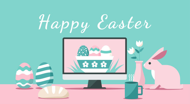 复活节快乐通过网上电脑在家图片下载