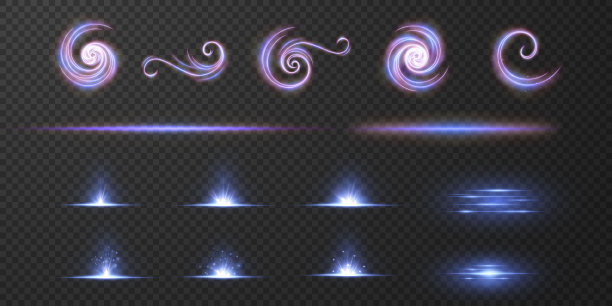 闪烁的霓虹星孤立在黑色背景上图片下载