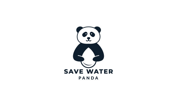 熊猫可爱的水滴标志图标图片下载