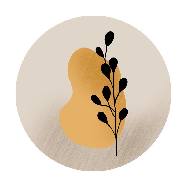 带分支的圆形纹理抽象。时尚的颜色。适合网络，instagram图标和海报。米色和黄色。简单的极简主义插图图片下载