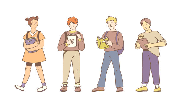 一群读书的人。多元文化的人在一起学习。人们拿着书，小工具，笔记本，一起学习和交流。教育知识观图片下载