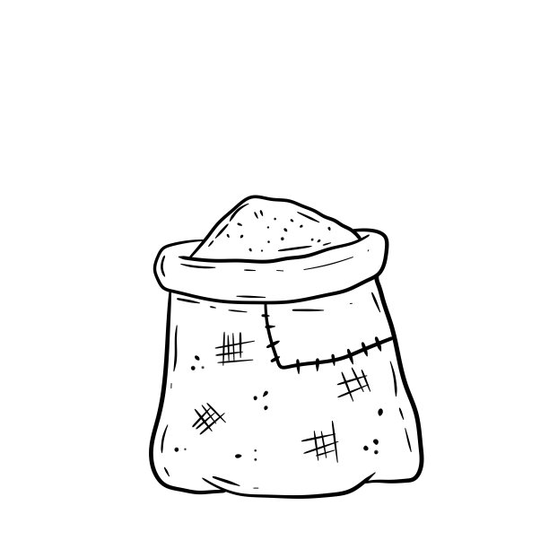 帆布粗麻袋。漫画画的插图。粉碎机的乡村元素。图片下载