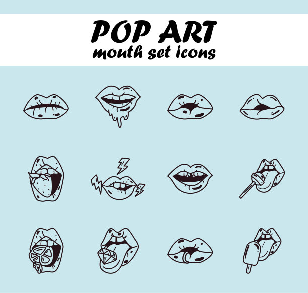 流行艺术女性口线风格集图标图片下载