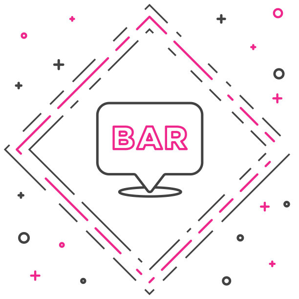 线条酒精或啤酒酒吧位置图标孤立在白色背景上。象征着饮酒，酒吧，俱乐部，酒吧。色彩斑斓的轮廓的概念。向量图片下载