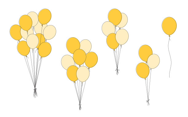 一组卡通风格的气球孤立在白色的背景上。图片下载