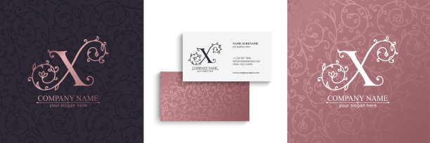 Premium Vector X标志。Monnogram,刻字。无缝模式和名片。精英公司的个人标志或标志。图片下载
