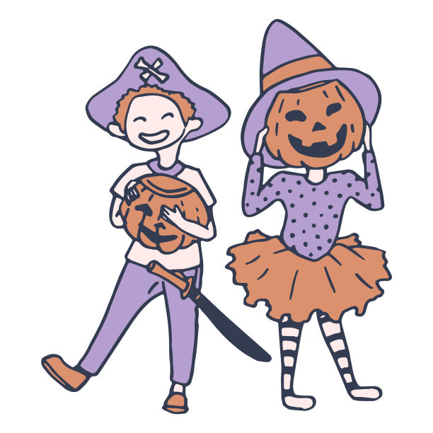 万圣节的孩子在白色孤立的背景图片下载