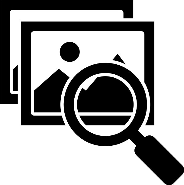 图片和放大镜图标剪影图片下载