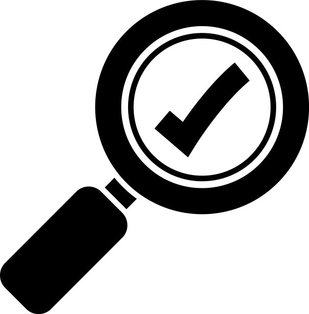放大镜与检查标记图标剪影图片下载