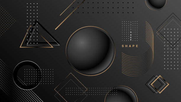 黑色背景与几何形式的矢量插图。图片下载