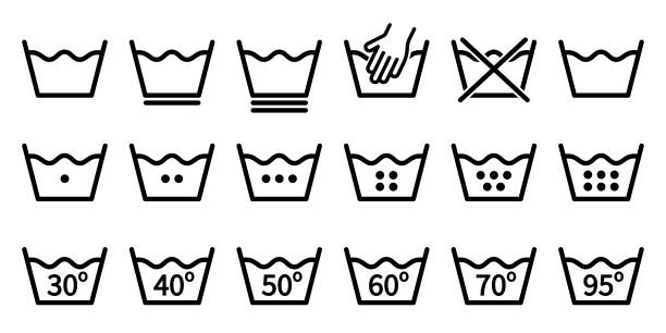 一套洗涤符号，洗衣图标矢量插图图片下载