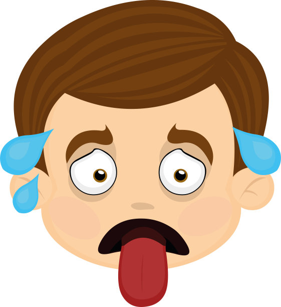 矢量emoticon插图卡通的一个男孩的头与疲倦的表情和它的眼睛关闭和打哈欠与它的嘴张开，睡觉图片下载