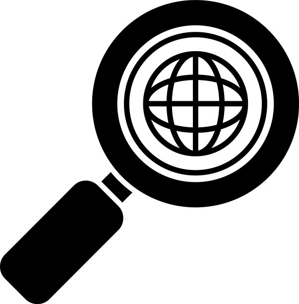 放大镜与全球球体图标图片下载