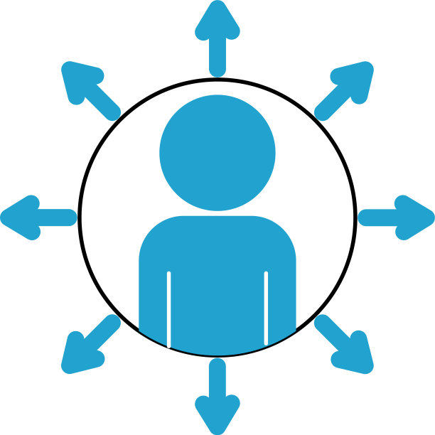 圆形图标在人箭头向外蓝线和图片下载