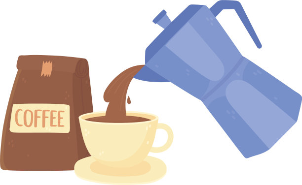 国际日咖啡壶倒在杯子上图片下载