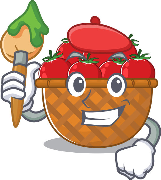 才华横溢的番茄篮子艺术家卡通人物图片下载
