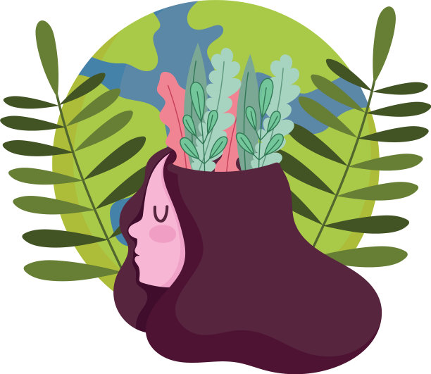 世界精神卫生日女孩头上有树叶图片下载