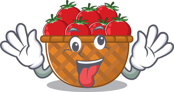 一个图片疯狂脸西红柿篮子吉祥物图片下载