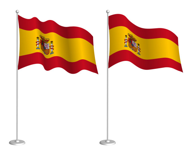 西班牙国旗在风中飘扬图片下载