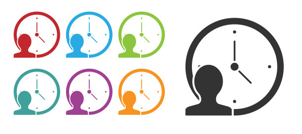 黑色时间管理图标隔离在白色上图片下载