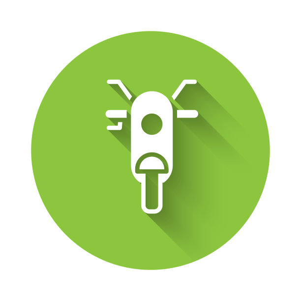 白色摩托车图标孤立与长影子图片下载