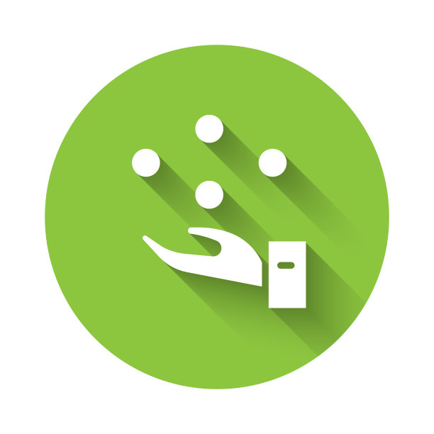 白色杂耍球图标孤立与长影子图片下载