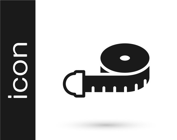 黑色卷尺图标孤立在白色上图片下载