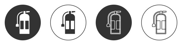 白色上孤立的黑色灭火器图标图片下载