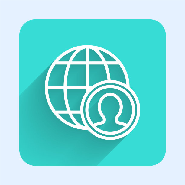 白线地球仪与人的图标隔离用图片下载