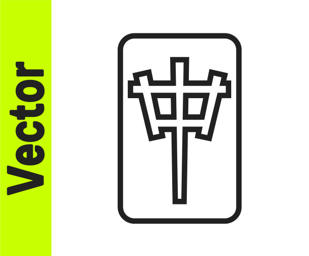 麻将牌黑线图标孤立在白色上图片下载