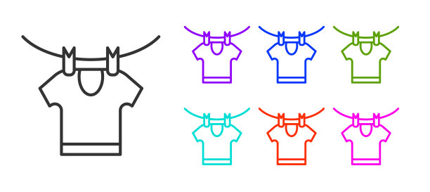 黑线干燥衣服图标孤立在白色图片下载