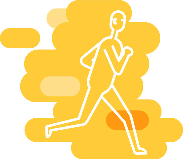 奔跑的男人白色的身影在彩色的背景图片下载