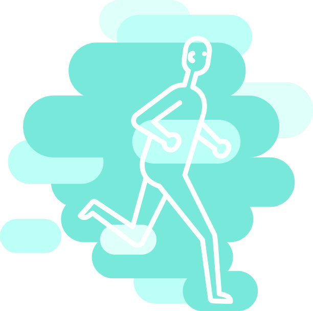 奔跑的男人白色的身影在彩色的背景图片下载