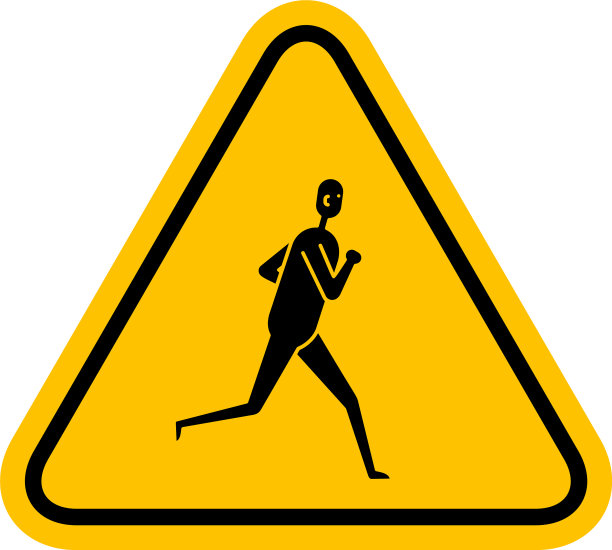 跑步的人在道路标志孤立在白色图片下载