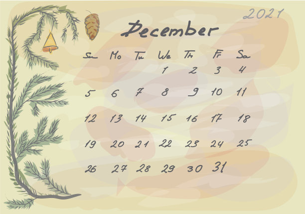 植物日历2021年12月图片下载