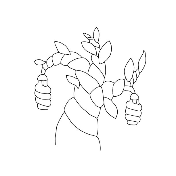 树的轮廓上有树叶和节能灯图片下载