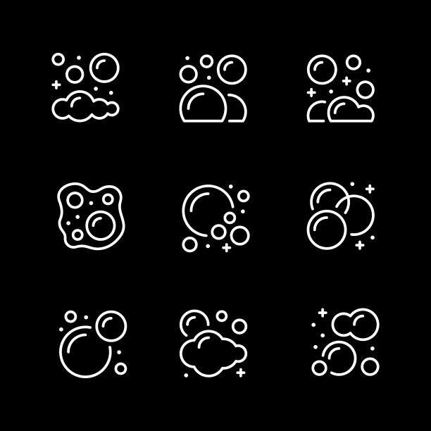设置线条图标，气泡和泡沫图片下载