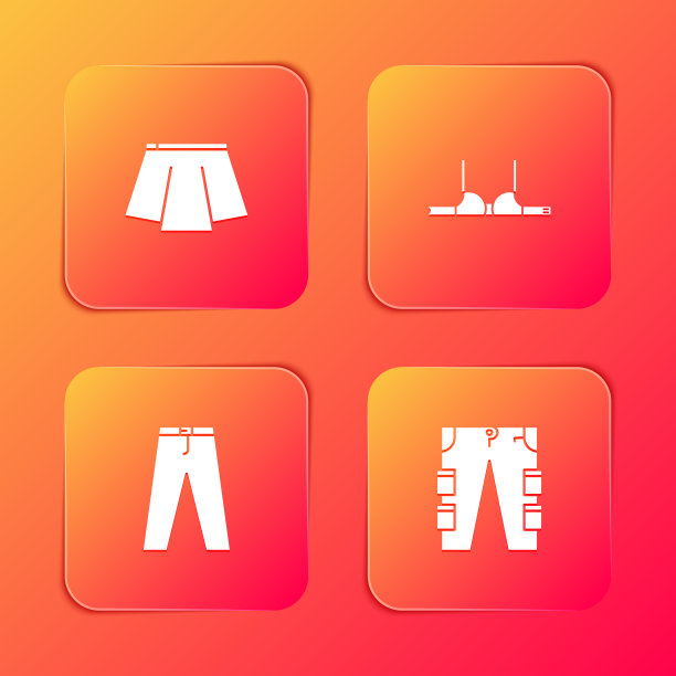 设置裙子胸罩裤子和工装裤图标图片下载