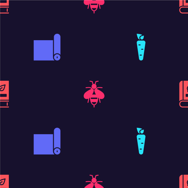 集胡萝卜健身垫卷蜂和医学书籍图片下载