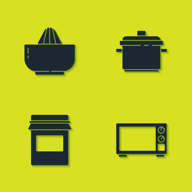 设置柑橘类水果榨汁机、微波炉、果酱罐图片下载