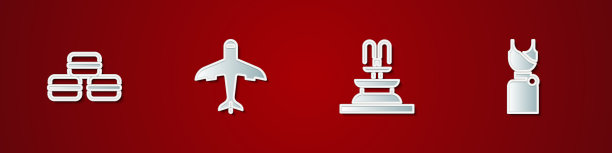 设定马卡龙饼干飞机喷泉和女人图片下载