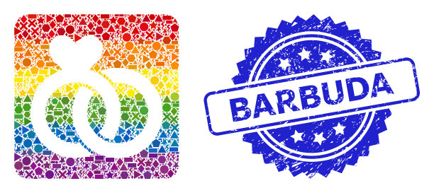 格琅吉巴布达邮票印章和明亮的几何图片下载