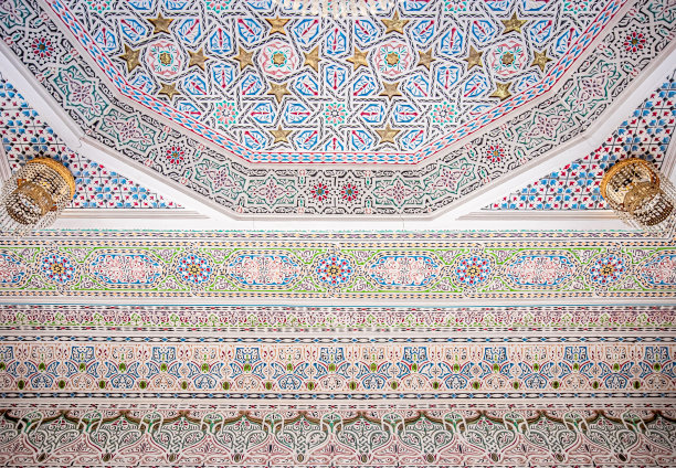 带有伊斯兰传统宗教装饰的美丽天花板图片下载