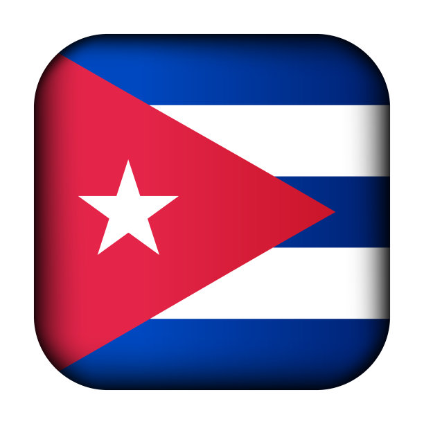 带有古巴国旗的玻璃轻球。方模板图标。古巴国家象征。光泽逼真的立方体，3D抽象矢量插图突出。大的方形,foursquare图片下载