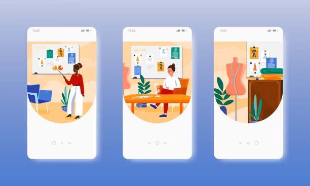 工作室的主人。时装设计师。缝纫车间。手机应用屏幕，矢量网站横幅模板。UI，网站设计图片下载