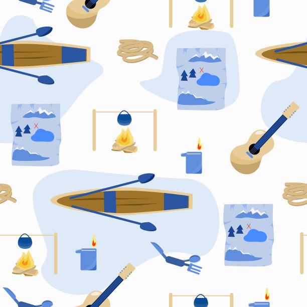 以旅游和徒步为主题的无缝模式图片下载